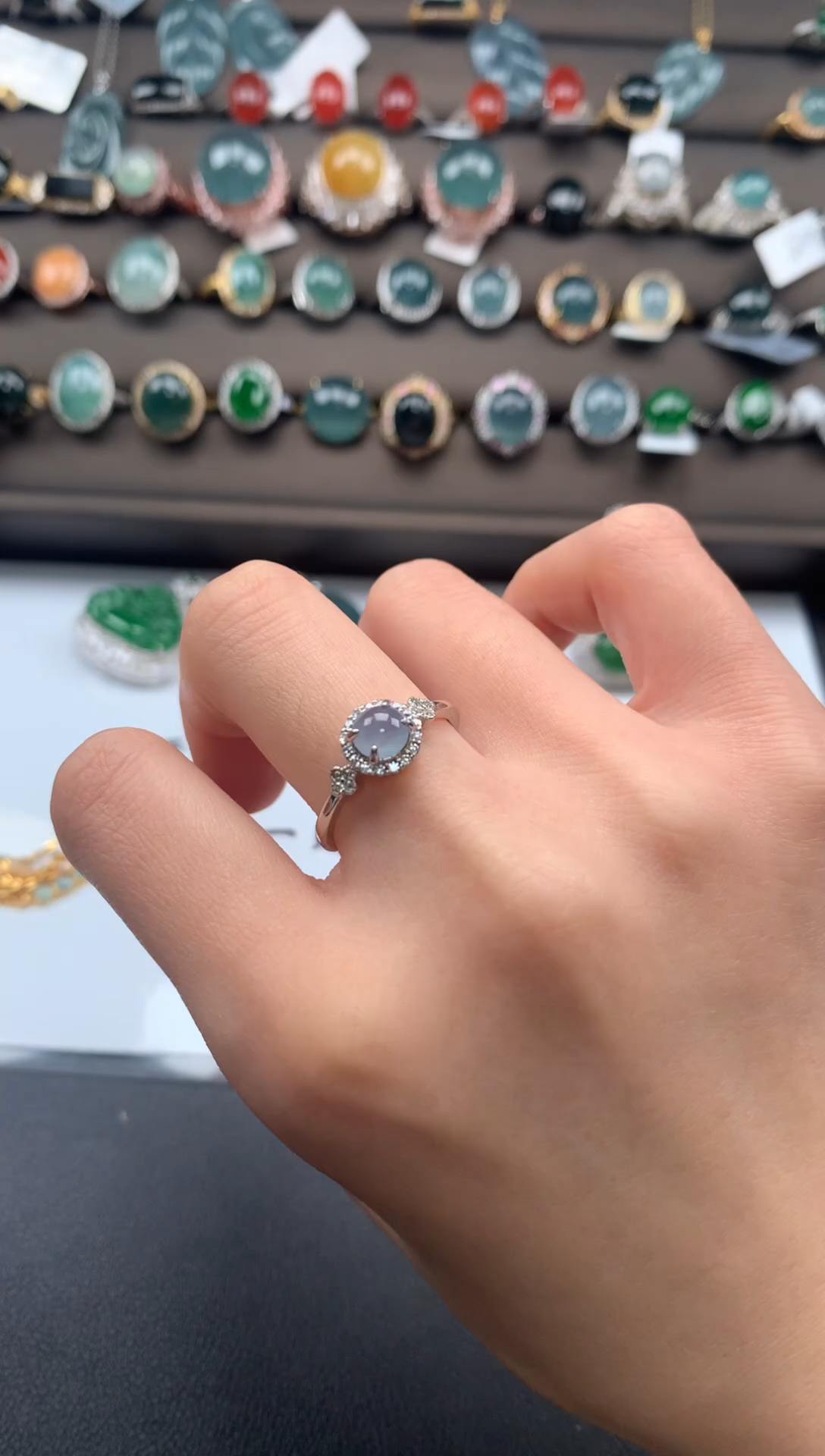 【闪购商品】翡翠戒指银S925镶嵌453435435