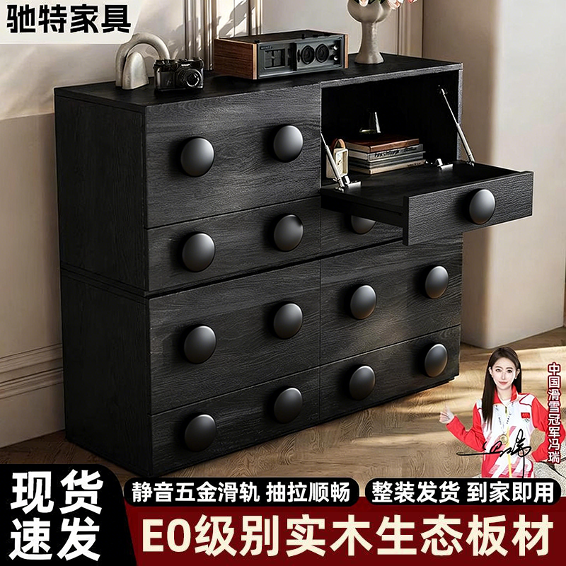 复古风中古全实木电视柜现代简约客厅卡门柜卧室储物组合模块收纳