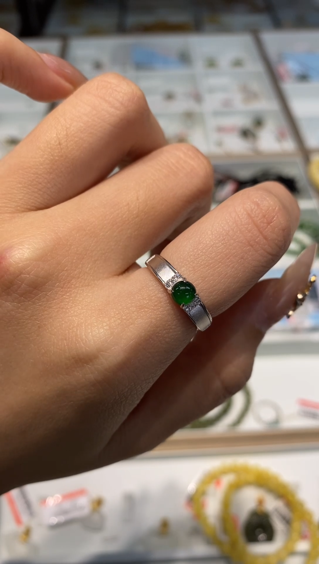 【闪购商品】翡翠戒指银S925镶嵌戒指