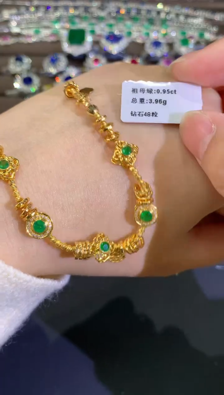 【闪购商品】祖母绿手链18K金镶嵌A622|9500