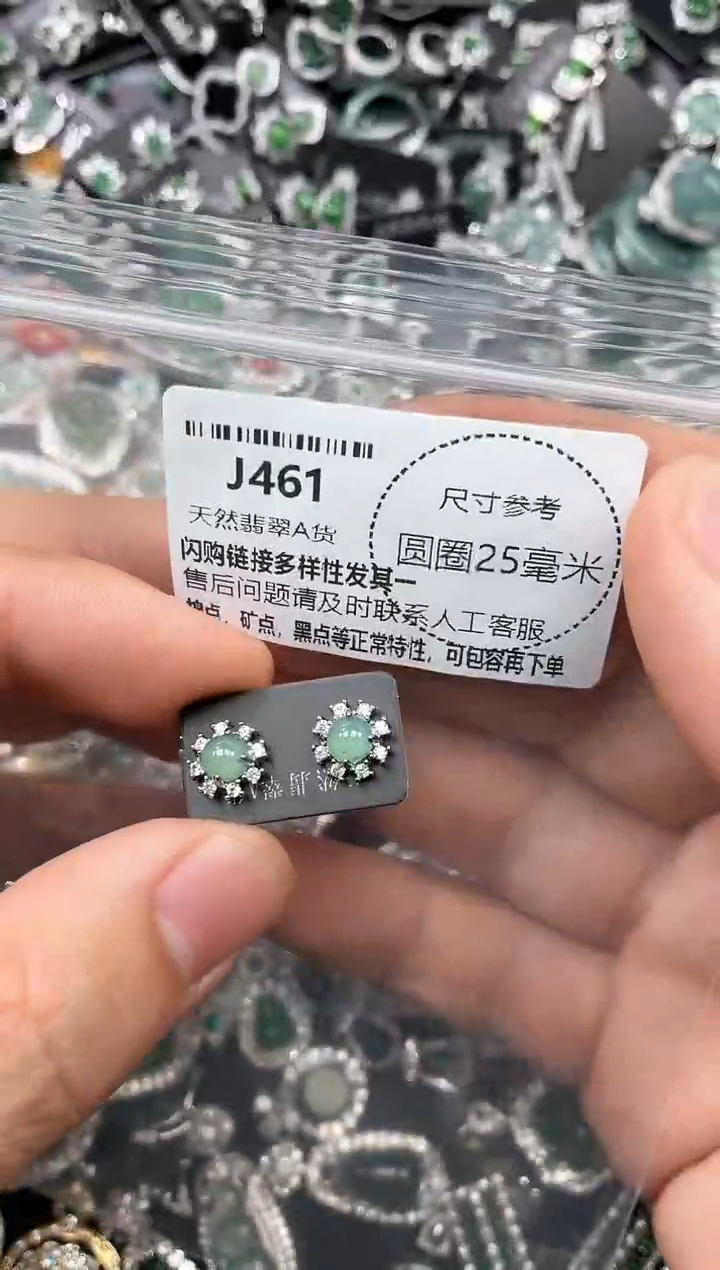 翡翠未镶嵌颈饰J461耳钉
