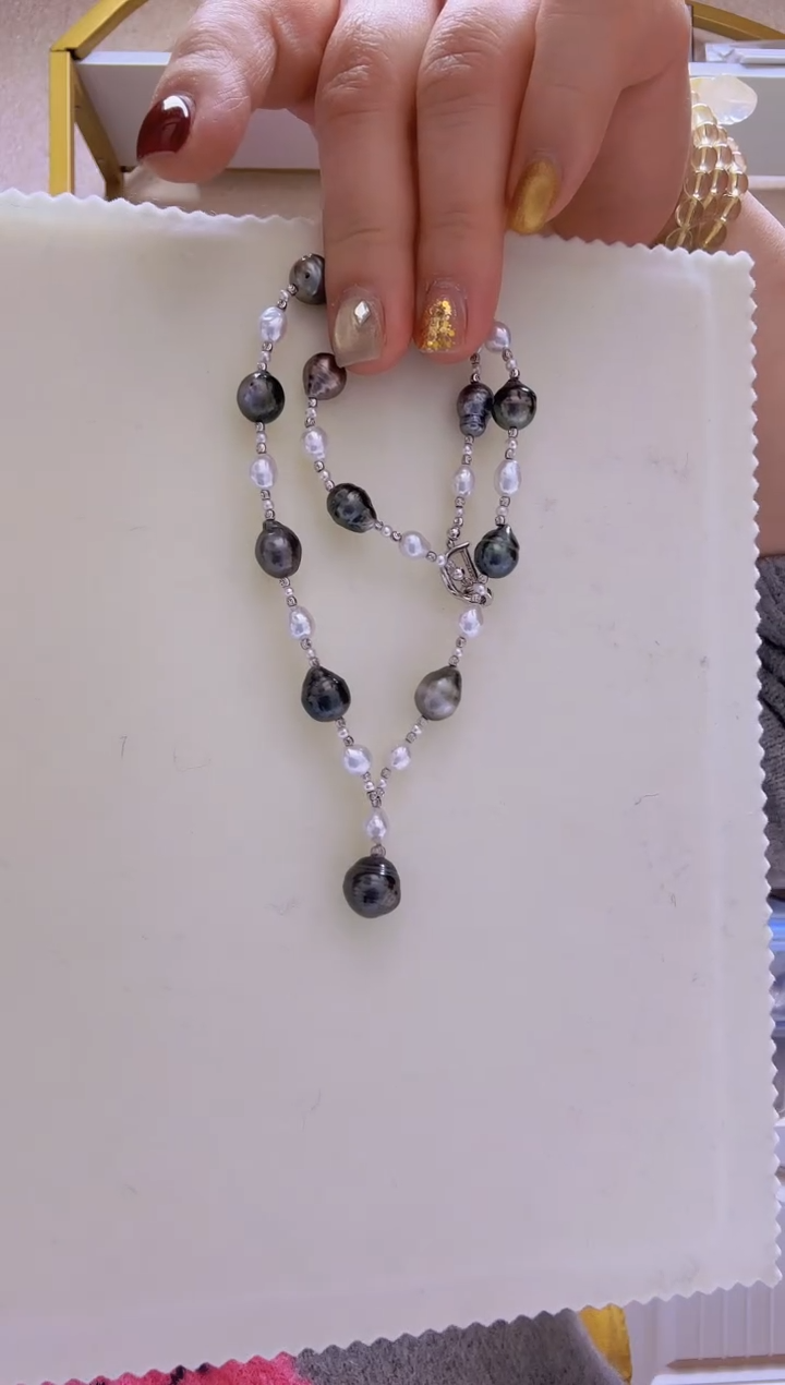 【闪购商品】海水珍珠项链未镶嵌大溪地有瑕+淡水+S925银项链