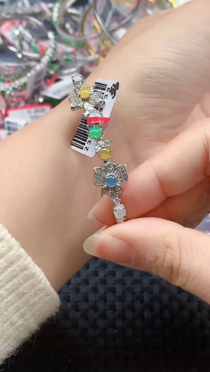 银S925镶嵌戒指翡翠天然A货缅甸翡翠