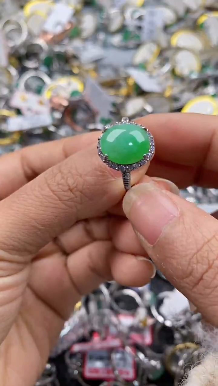 银S925镶嵌戒指翡翠111---8