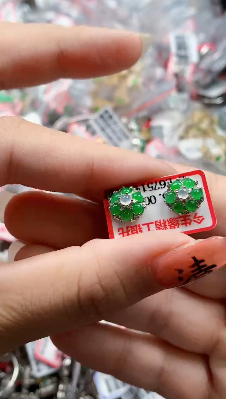 银S925镶嵌戒指翡翠天然A货缅甸翡翠