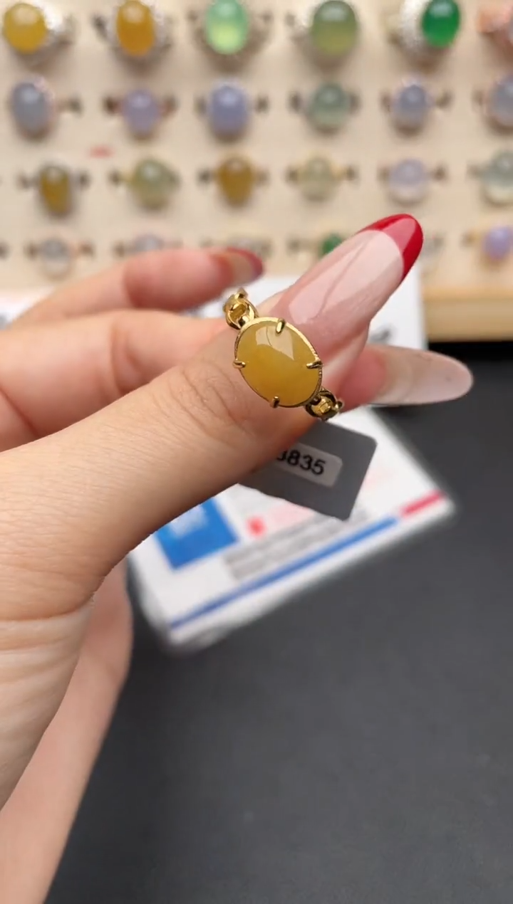 【闪购商品】翡翠戒指银S925镶嵌一物一证一礼盒