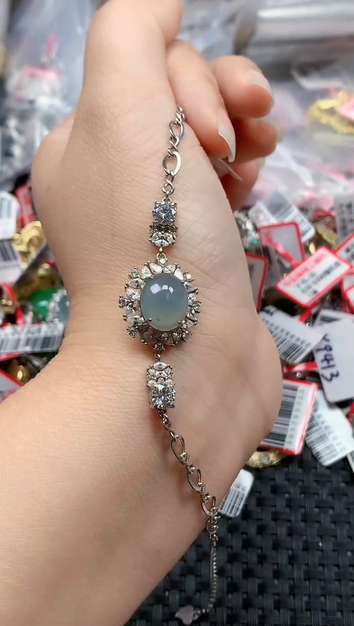 银S925镶嵌戒指翡翠天然A货缅甸翡翠