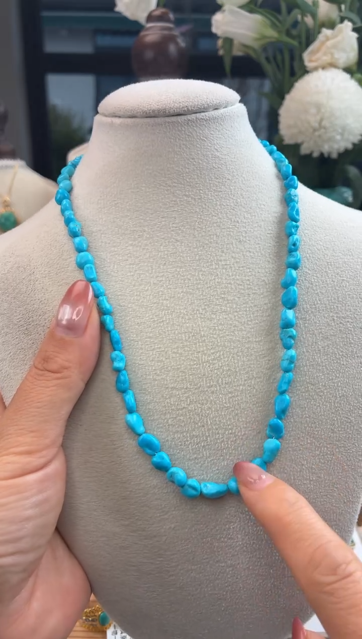 18K金镶嵌绿松石项链1