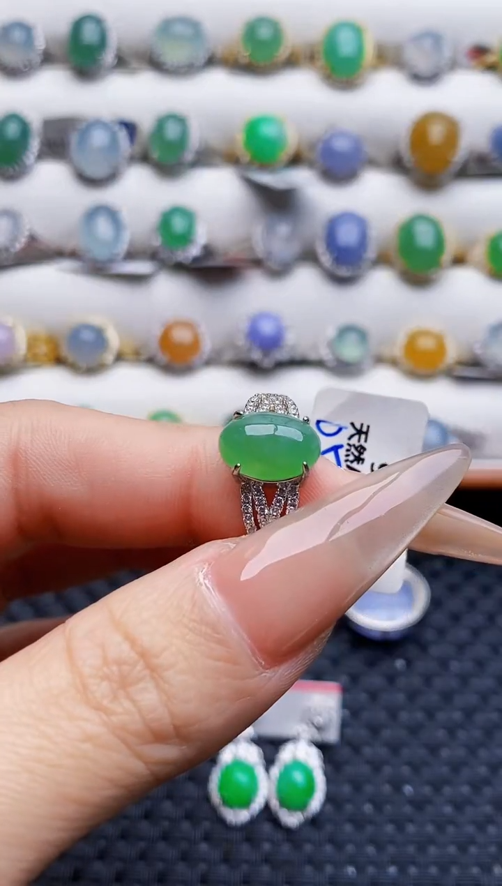 银S925镶嵌戒指翡翠5882