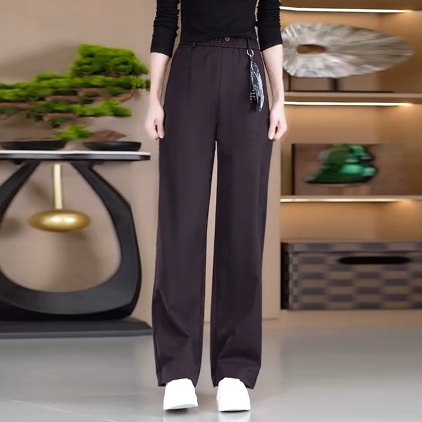 【以直播间实物为准】K2529【裤长93】加绒阔腿裤女秋冬休闲裤【C6】