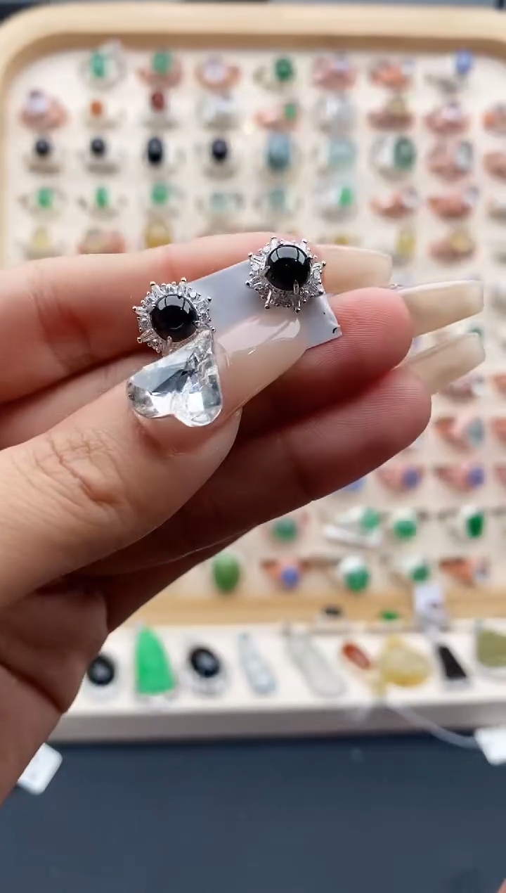 【闪购商品】翡翠戒指银S925镶嵌缅甸天然A货翡翠333  6+8