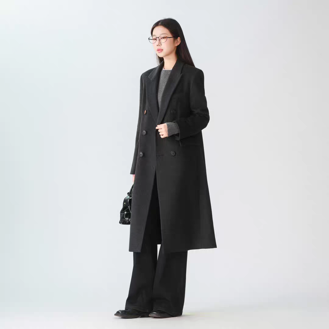 官方正品秋冬服饰气质中长款西服领外套高贵气质大衣5400810