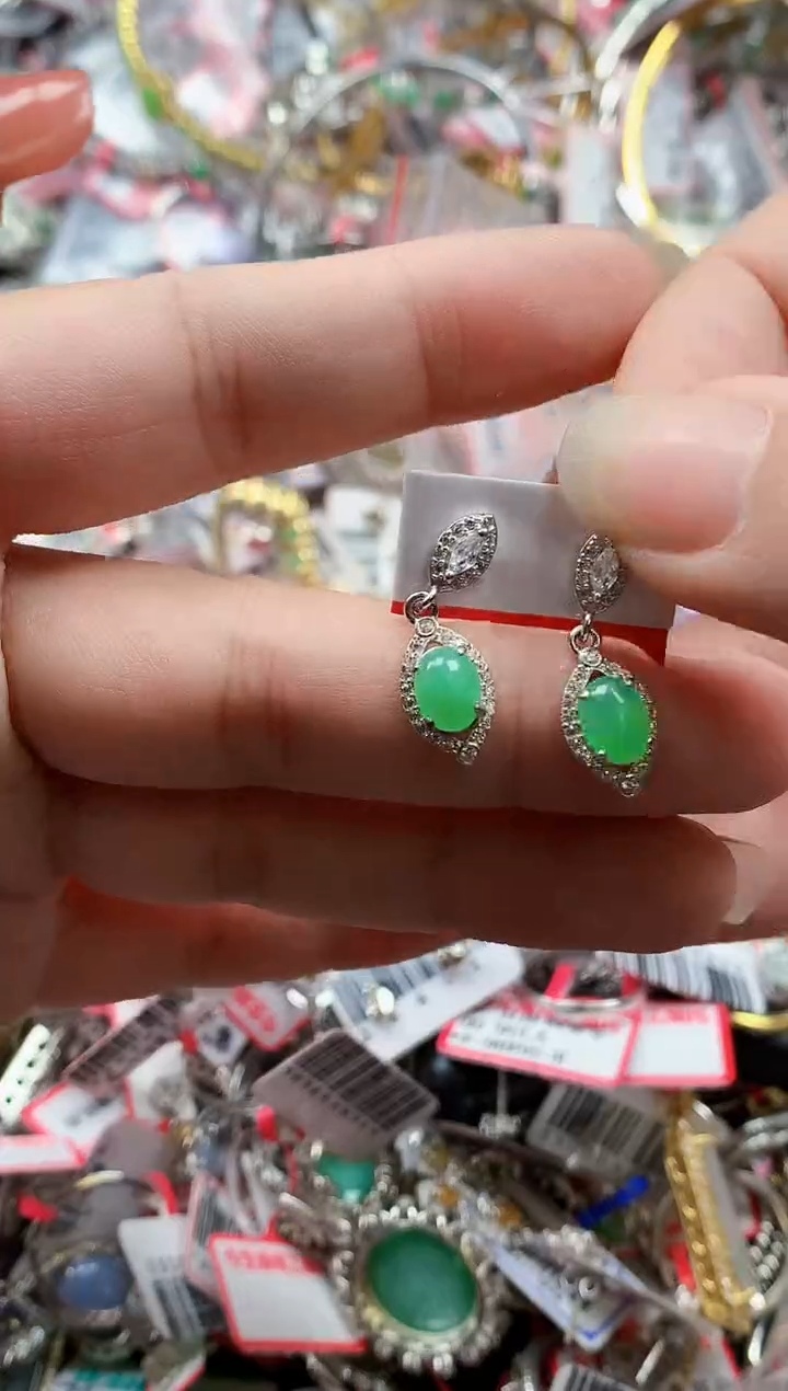 银S925镶嵌戒指翡翠天然A货缅甸翡翠