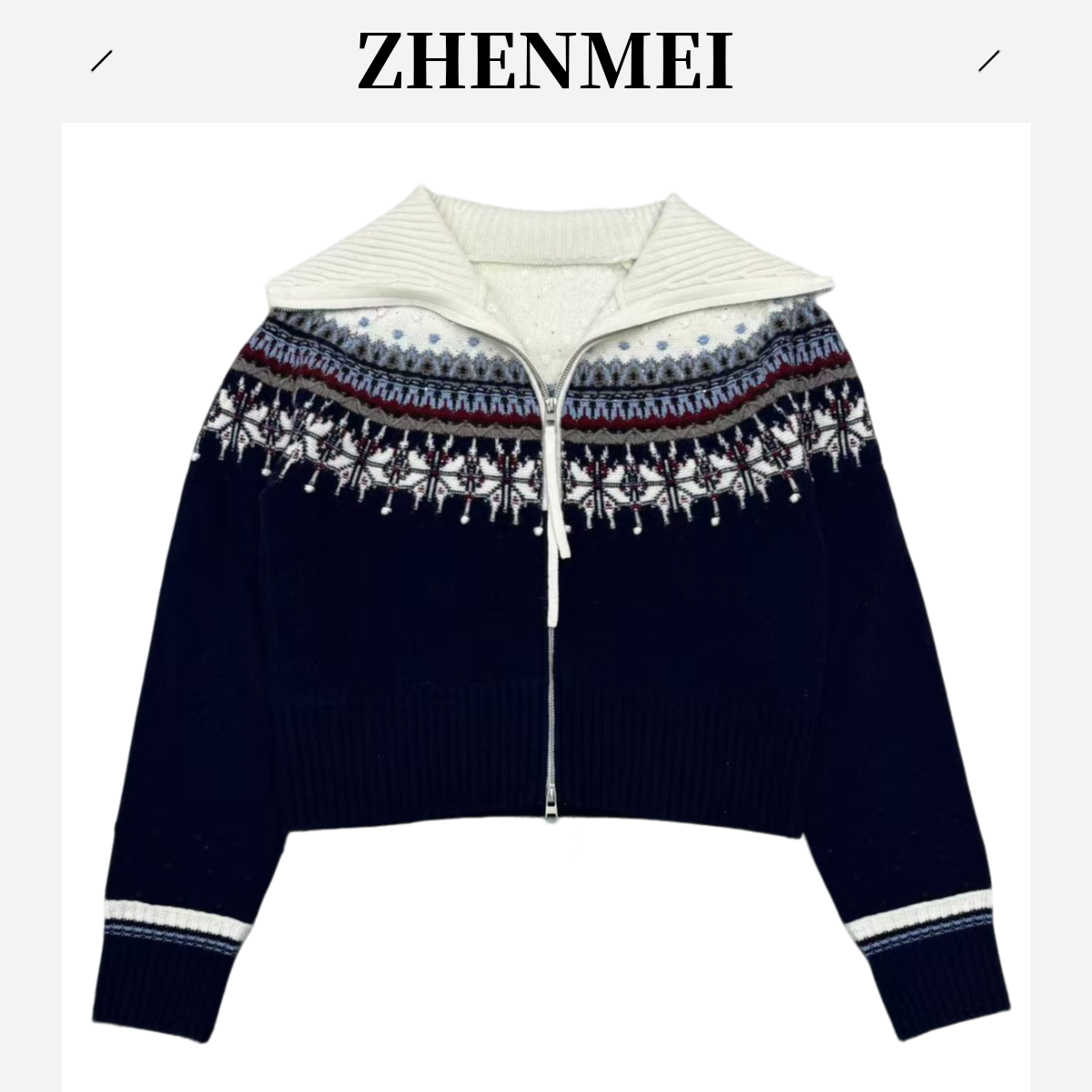 ZM25年新款“费尔岛”设计款长袖时尚百搭开衫羊毛衫8183