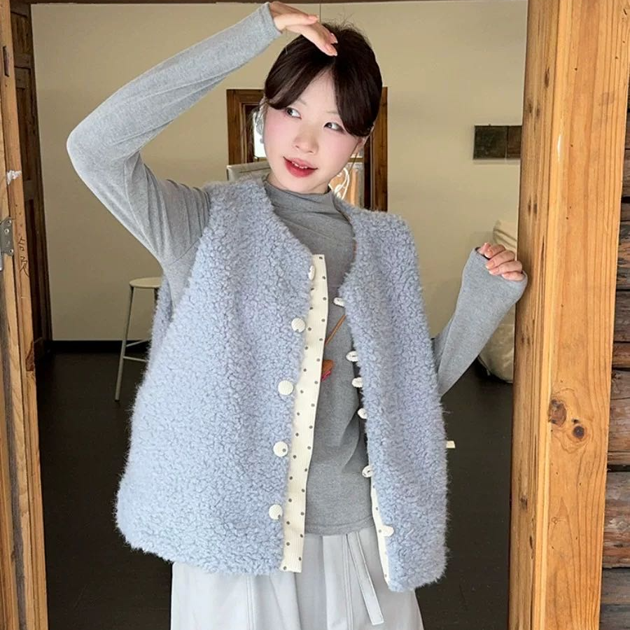 G衣长57    0816【雪绒麻薯】羊羔毛两穿马甲