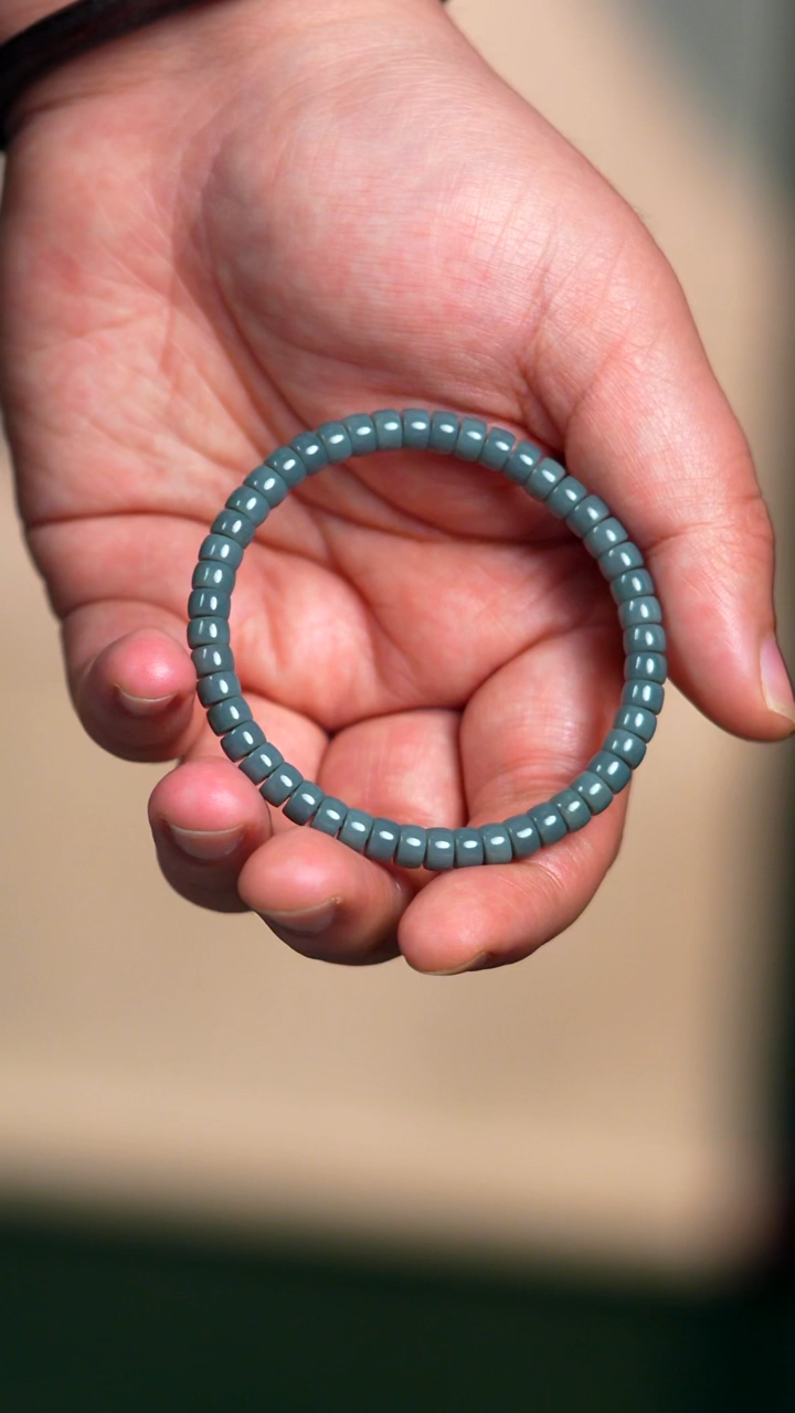 未镶嵌手链和田玉6mm药片夹层