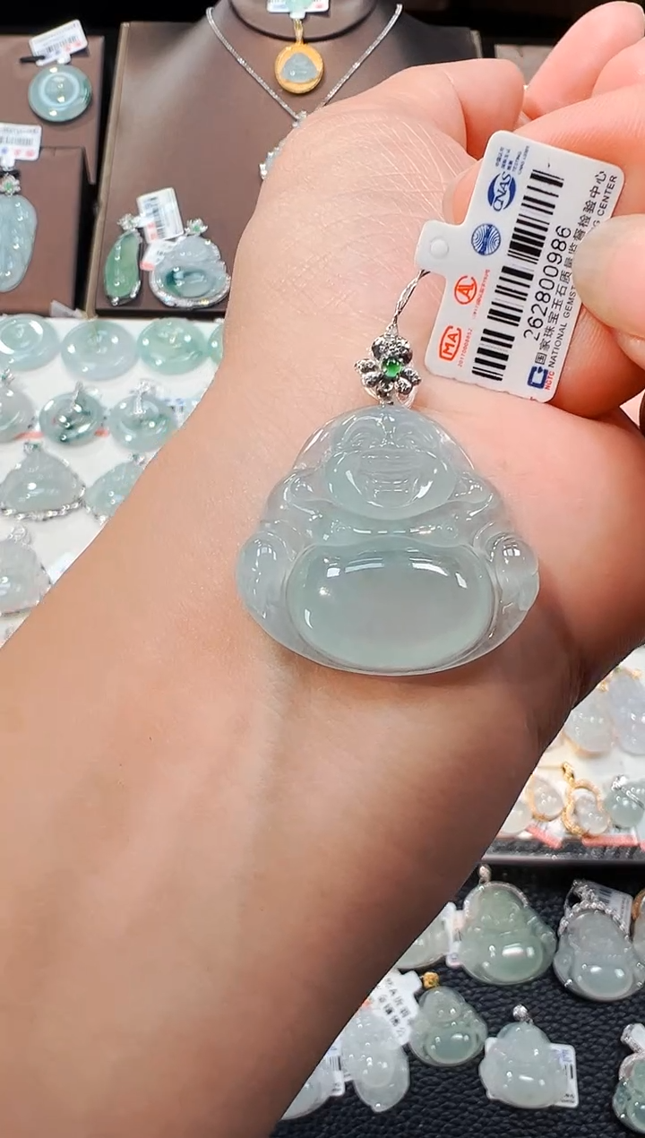 【闪购商品】翡翠吊坠(不含链)18K金镶嵌佛公吊坠986