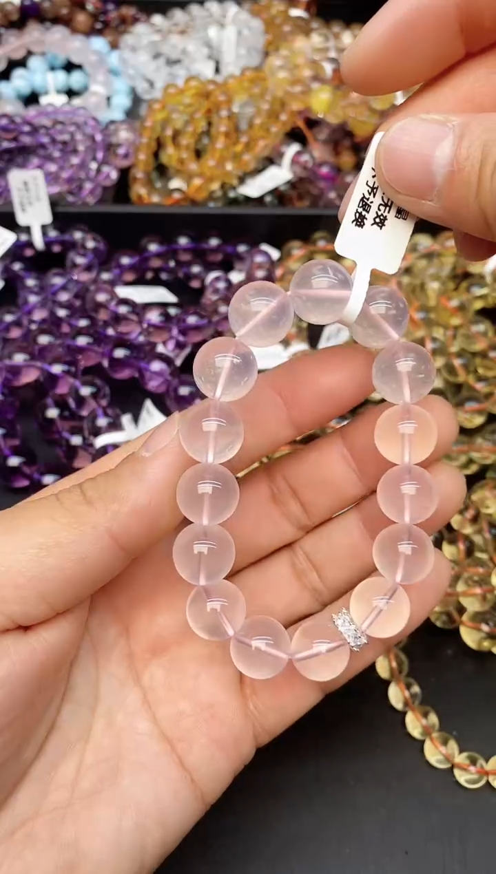 【闪购商品】水晶手链未镶嵌50 粉水晶13mm+