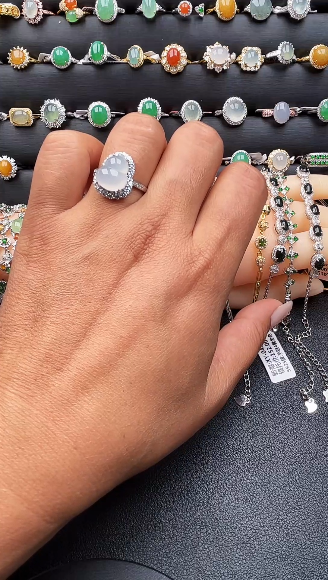 【闪购商品】翡翠戒指银S925镶嵌缅甸天然A货翡翠S925银镶嵌