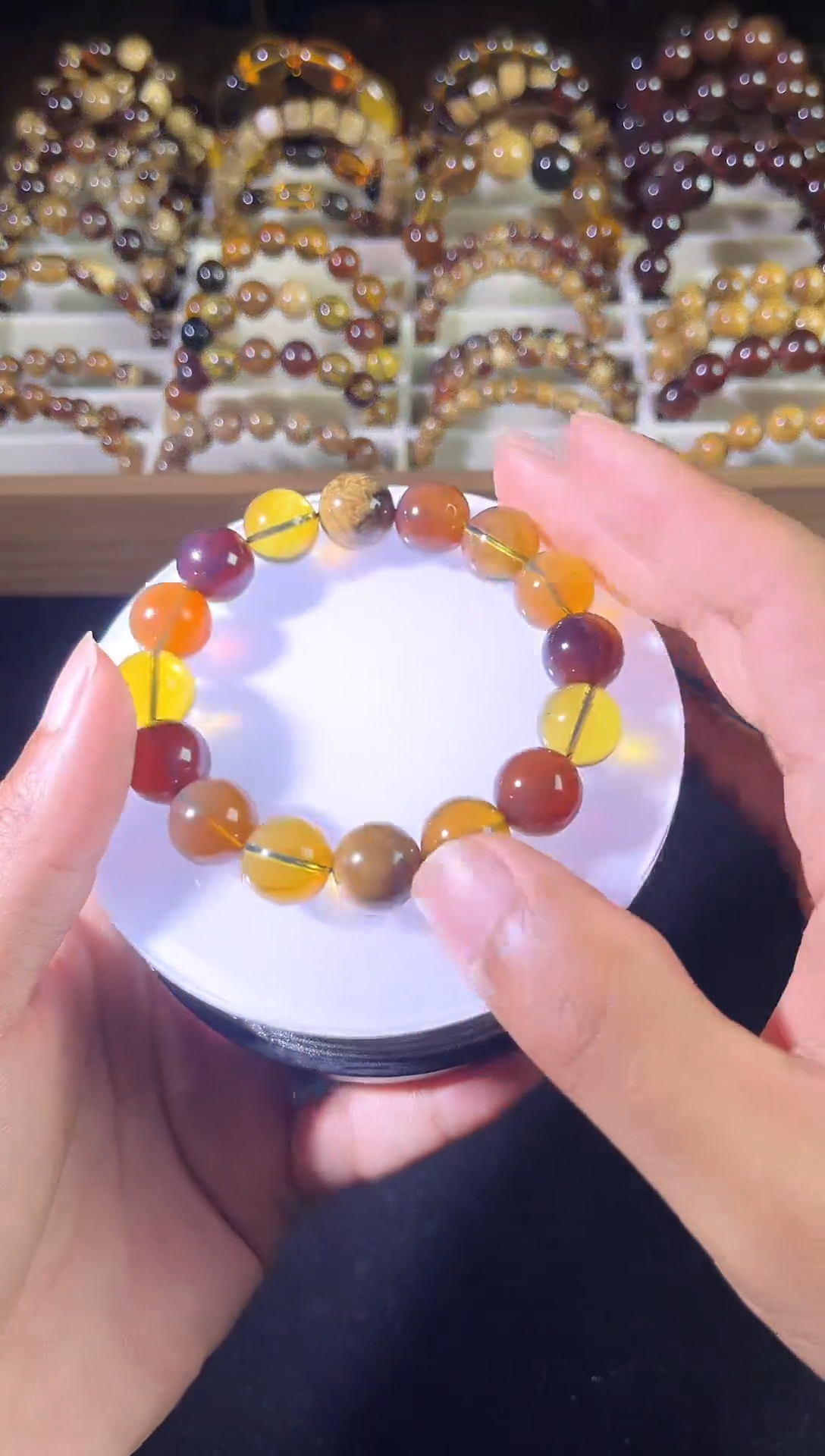 琥珀颈饰未镶嵌精品13mm多宝手串19.9g