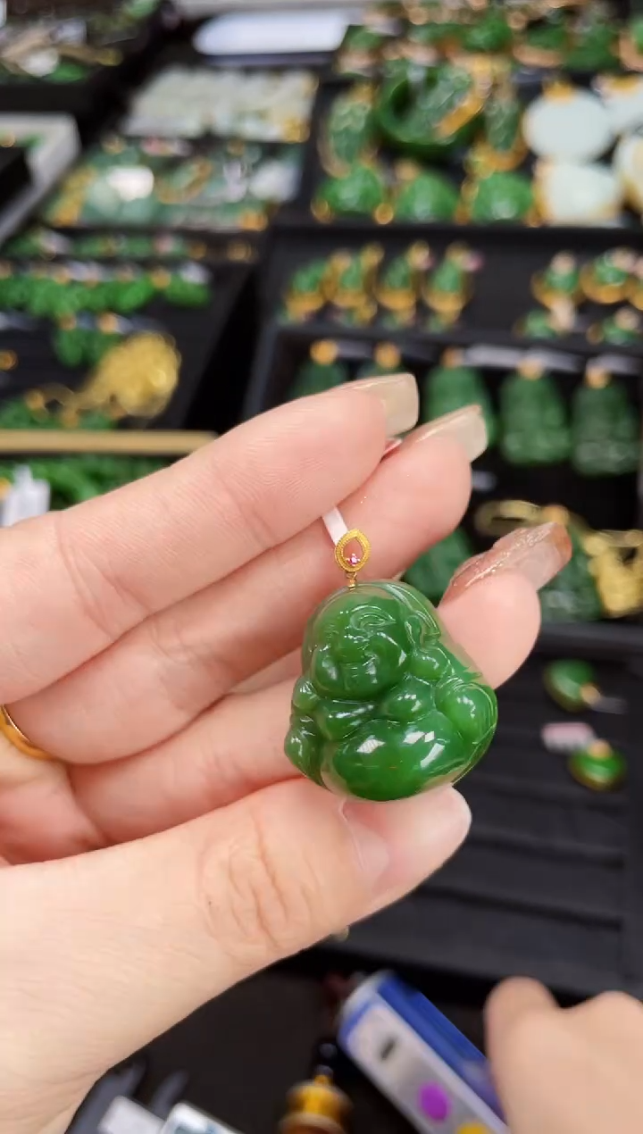 【闪购商品】和田玉吊坠18K金镶嵌多样性发一Z