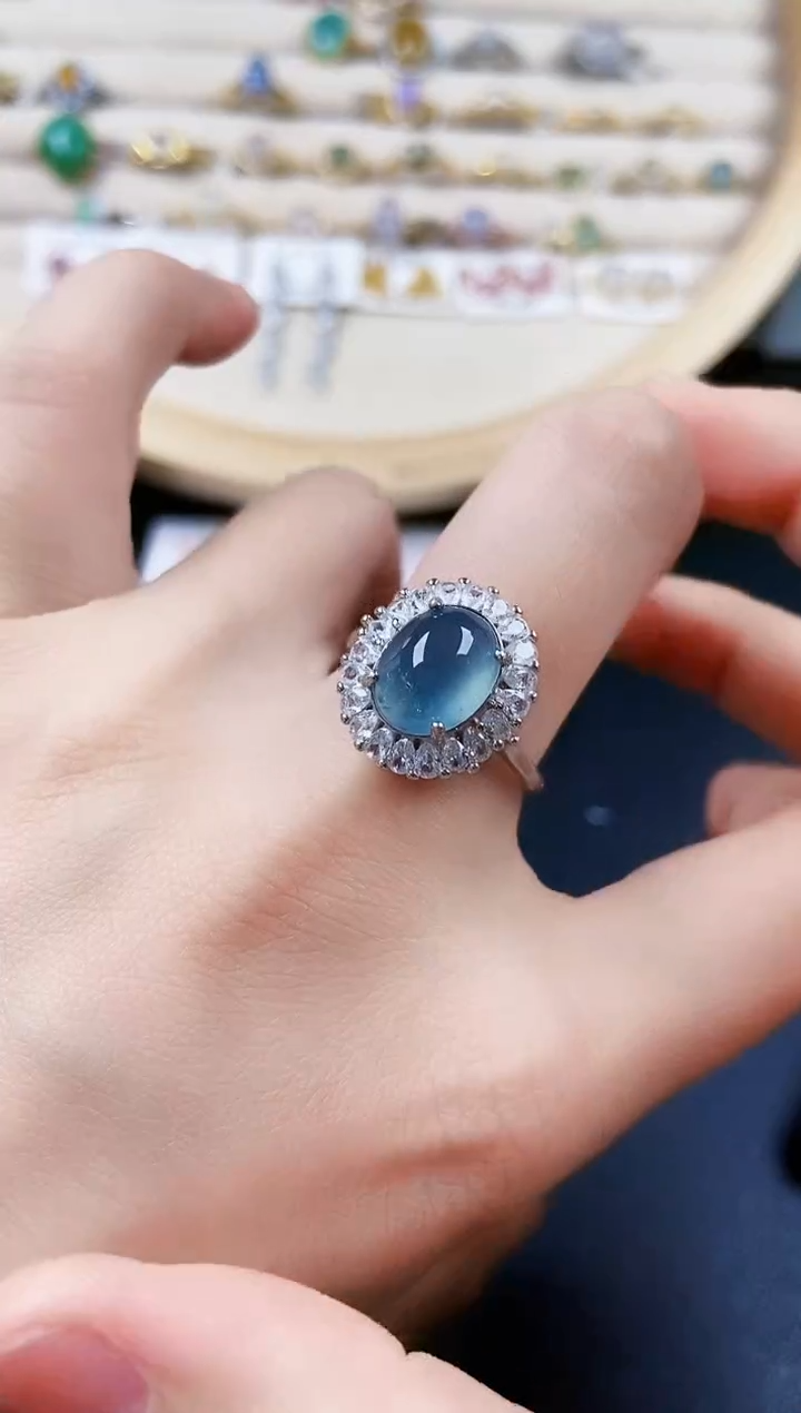 翡翠银S925镶嵌戒指464646