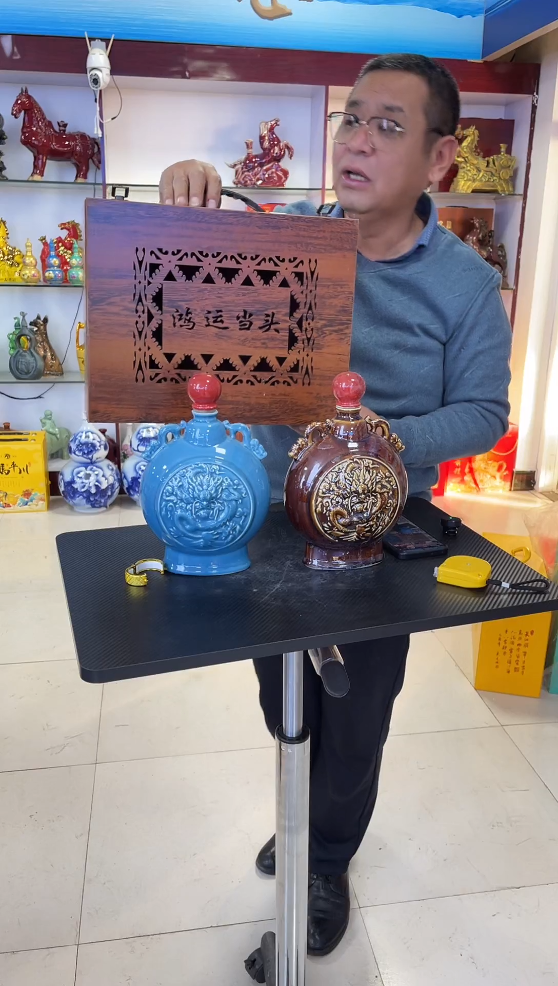 瓶瓷2斤装鸿运当头空酒坛带盒子