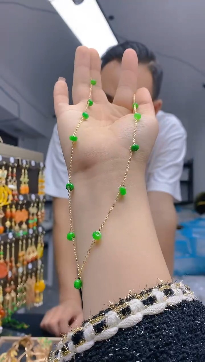 【闪购商品】翡翠耳饰合金437翡翠锁骨链