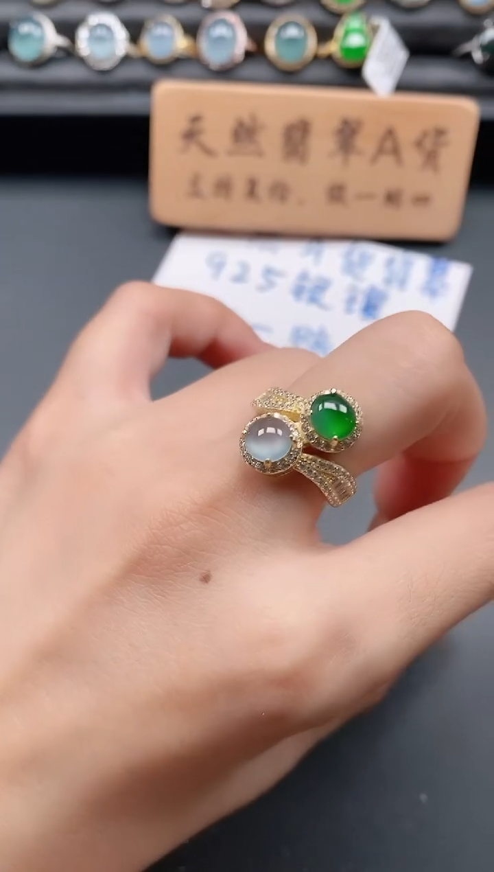 银S925镶嵌戒指翡翠111