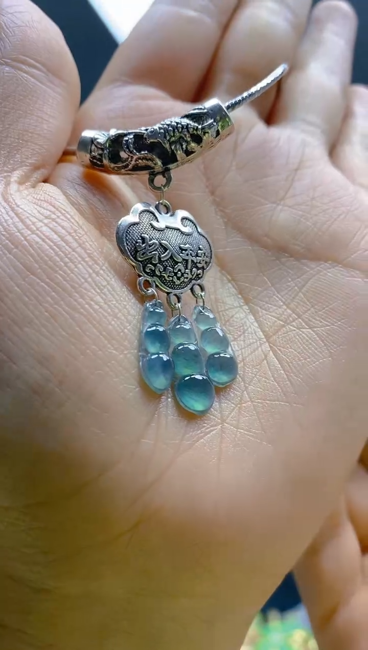 【闪购商品】翡翠耳饰银S925镶嵌074翡翠锁骨链