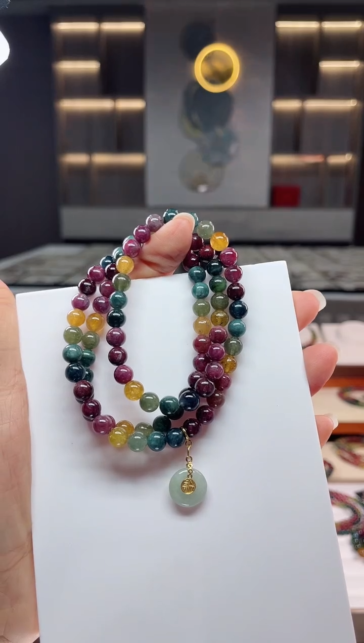 未镶嵌老矿碧玺三圈手串6mm+碧玺（多样性发一条）Q