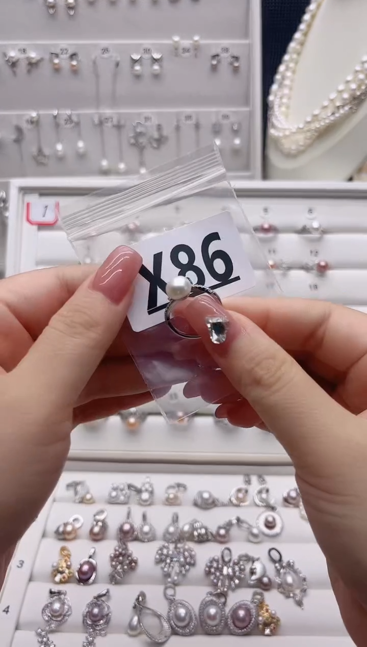 银S925镶嵌珠宝奇石淡水珍珠熊*呀X86