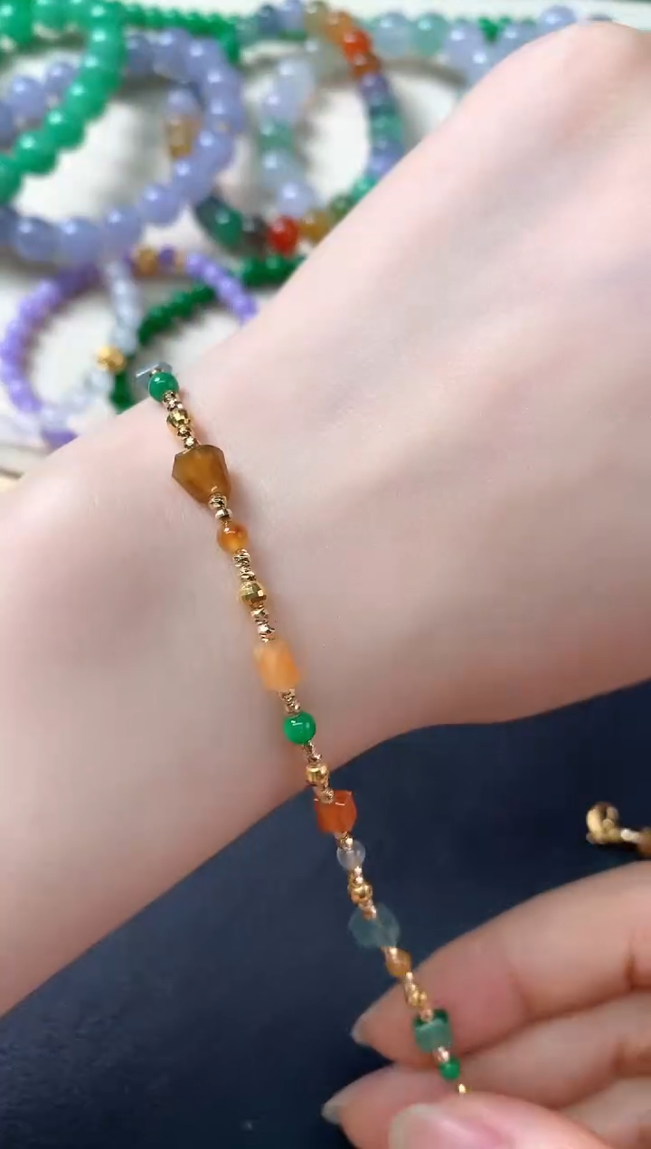 18K金镶嵌手链翡翠D400|3580