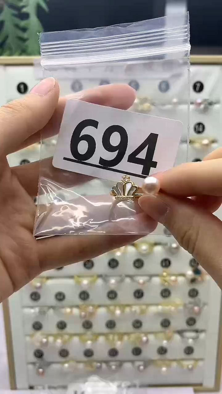 合金戒指淡水珍珠694