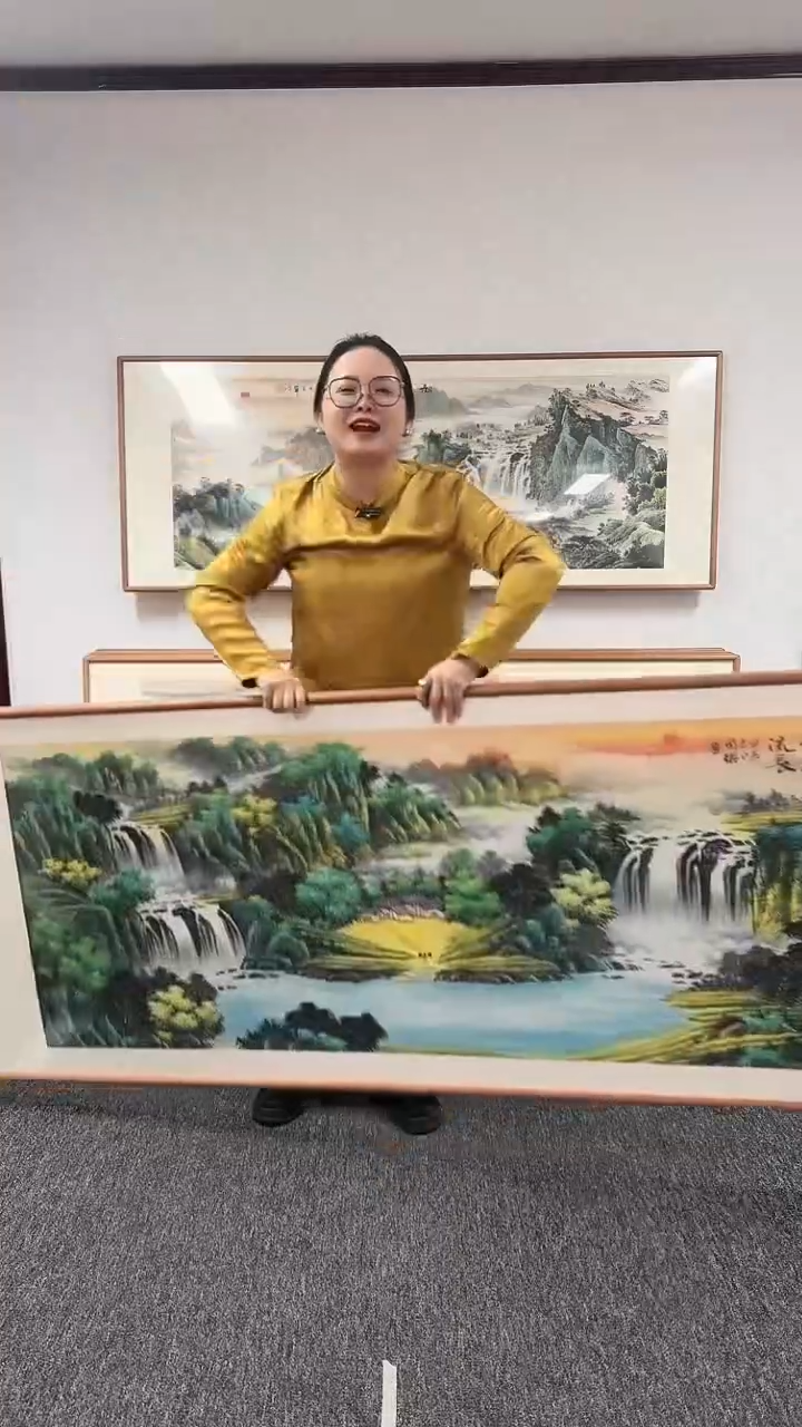 【闪购商品】国画富水长流210*80周国耀大山水