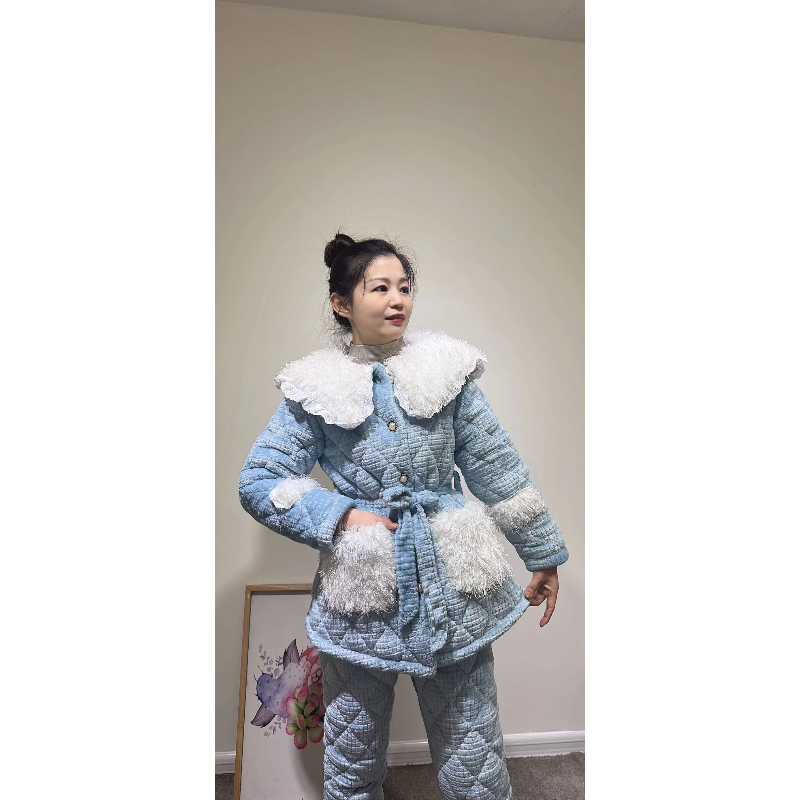 睡衣睡衣女套装时尚加绒加厚保暖家居服套装