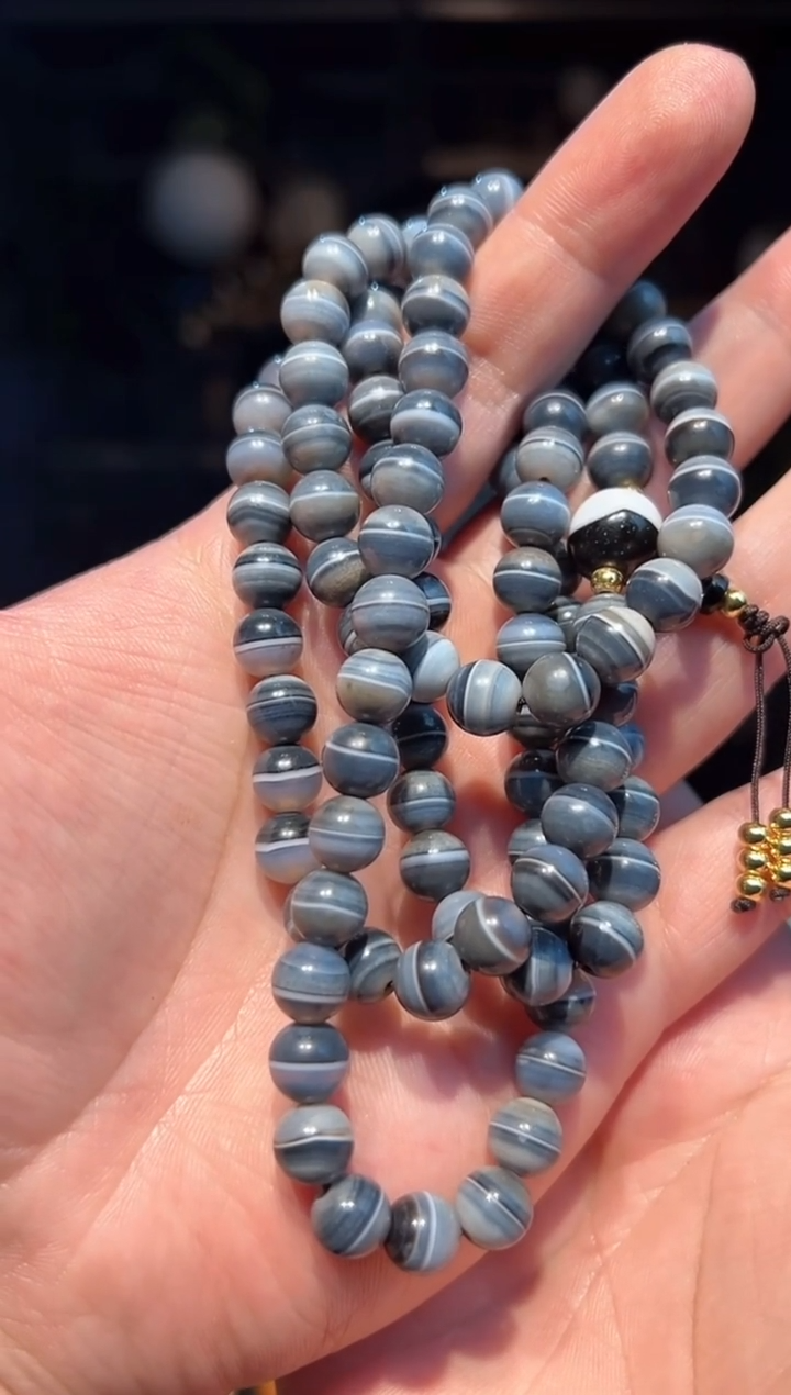 【闪购商品】玛瑙/玉髓手串未镶嵌灰皮108