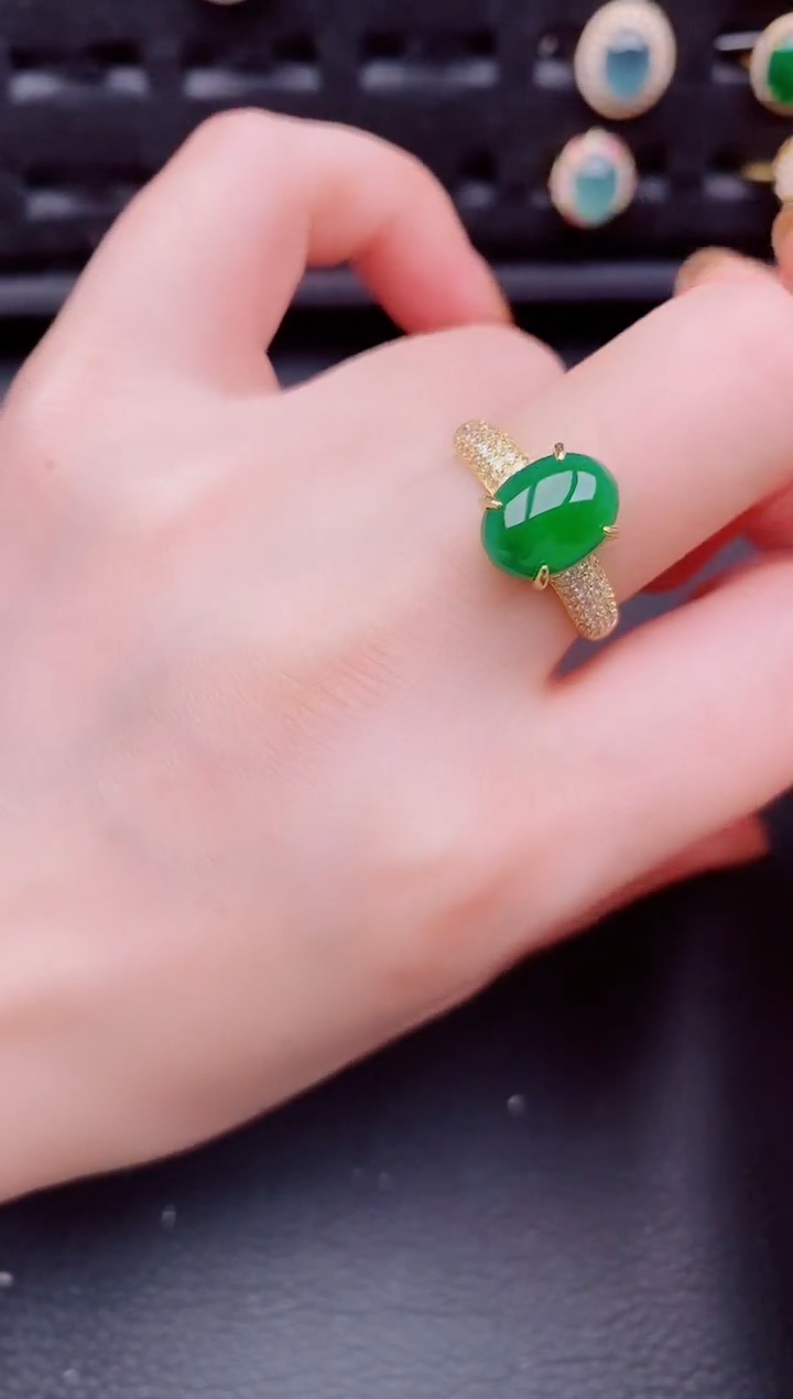 【闪购商品】翡翠戒指银S925镶嵌天然a货翡翠314