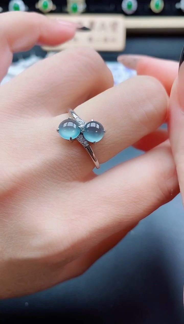 银S925镶嵌戒指翡翠1