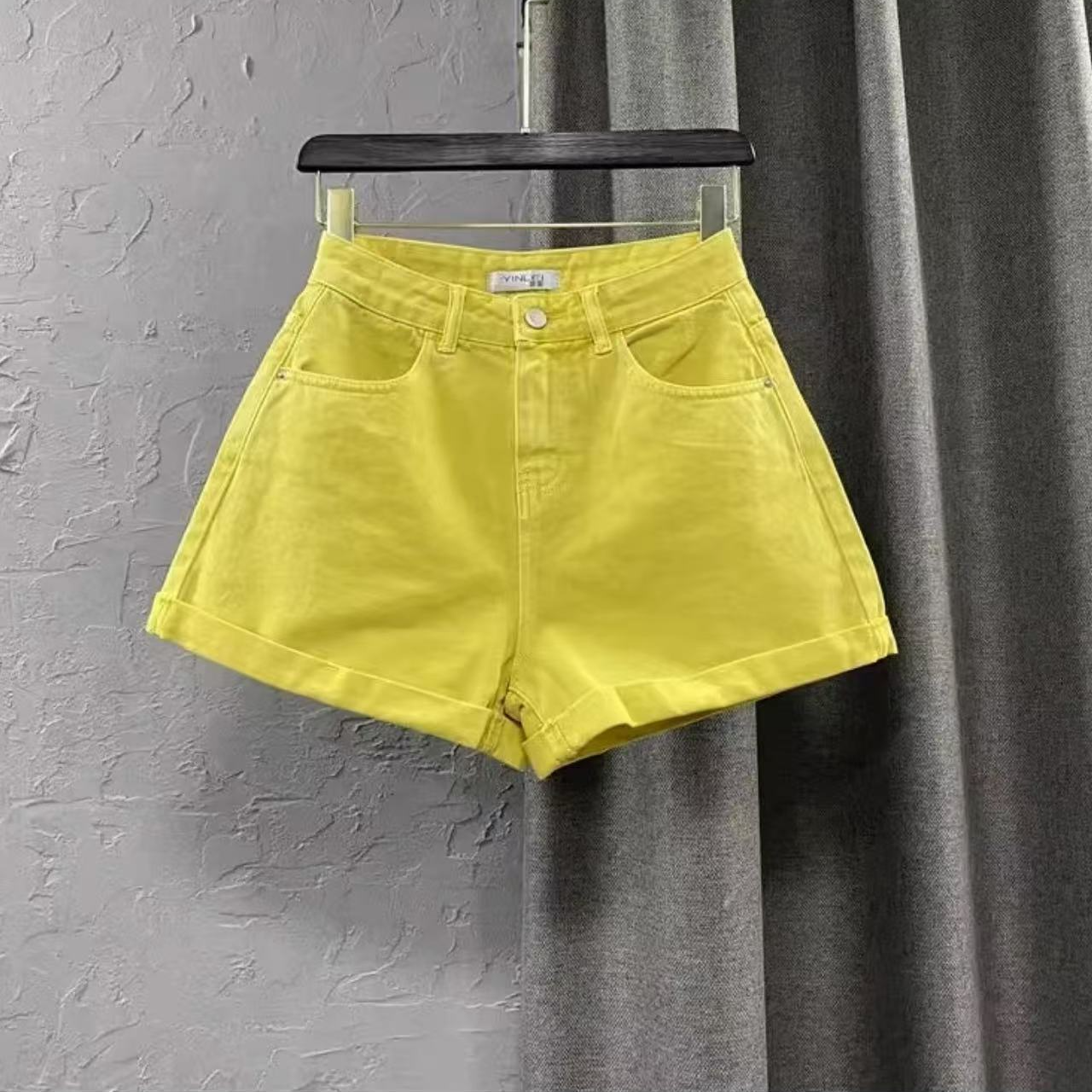 1060*夏季新品纯色休闲风简约通勤短裤女装女士百搭工装风