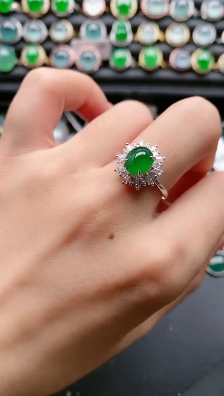 【闪购商品】翡翠戒指银S925镶嵌111111