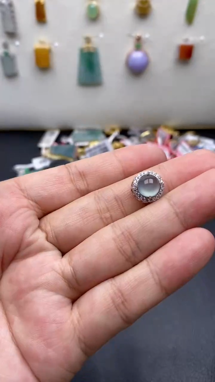 银S925镶嵌戒指翡翠去