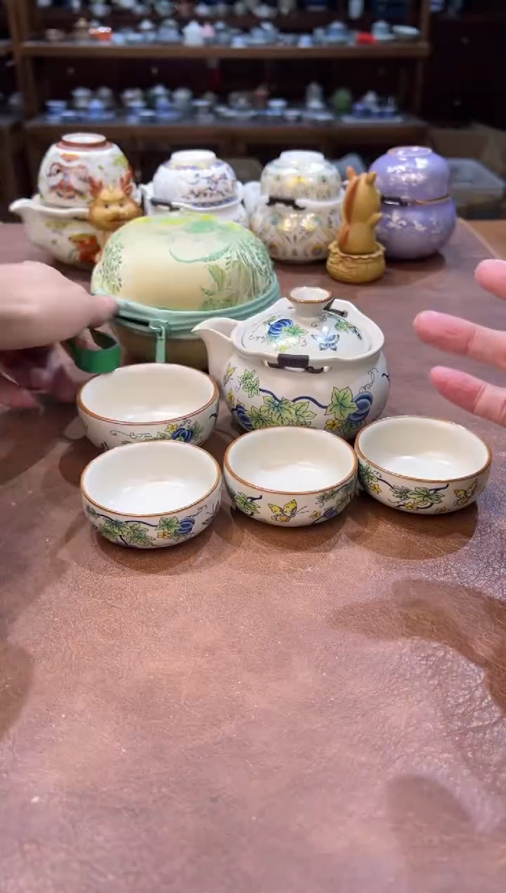 真的很便宜超好看会开片的旅行茶具