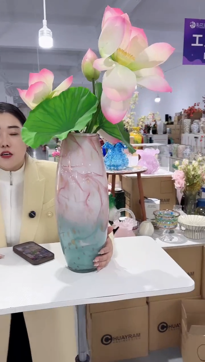 【闪购商品】玻璃YS-粉色水墨