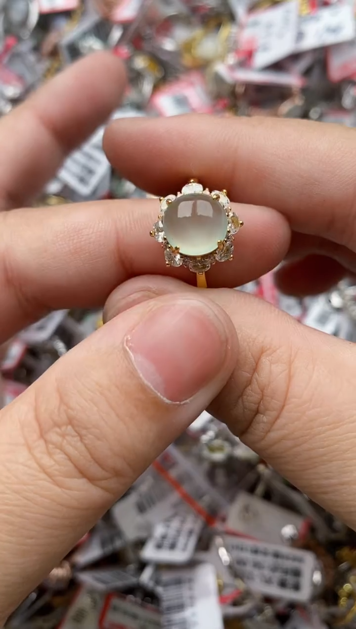 【闪购商品】翡翠戒指银S925镶嵌55555---9