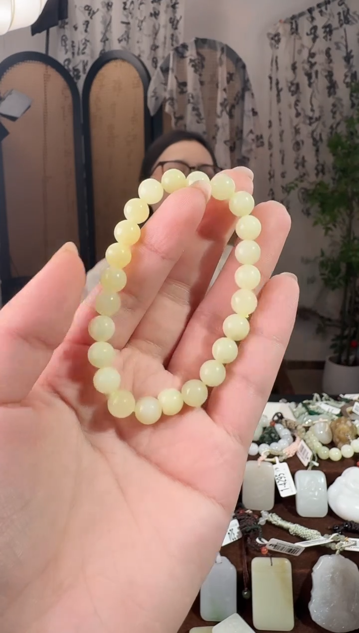 未镶嵌手串和田玉黄玉手串 8mm