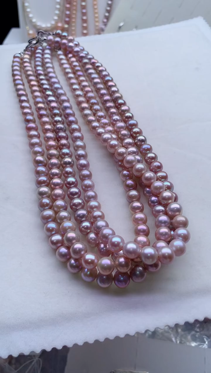 淡水珍珠银S925镶嵌项链多样性发其一，非无暇