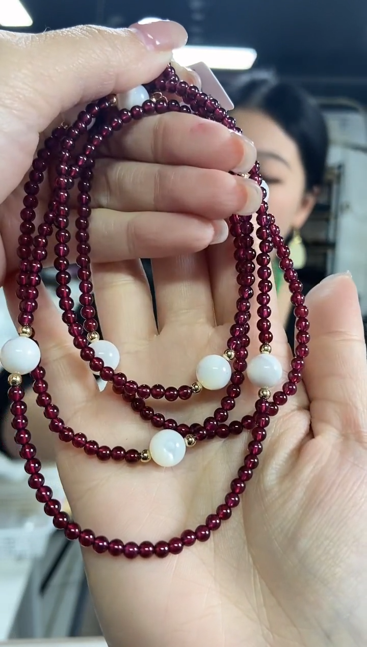 石榴石项链未镶嵌多样性发其一颜色微差