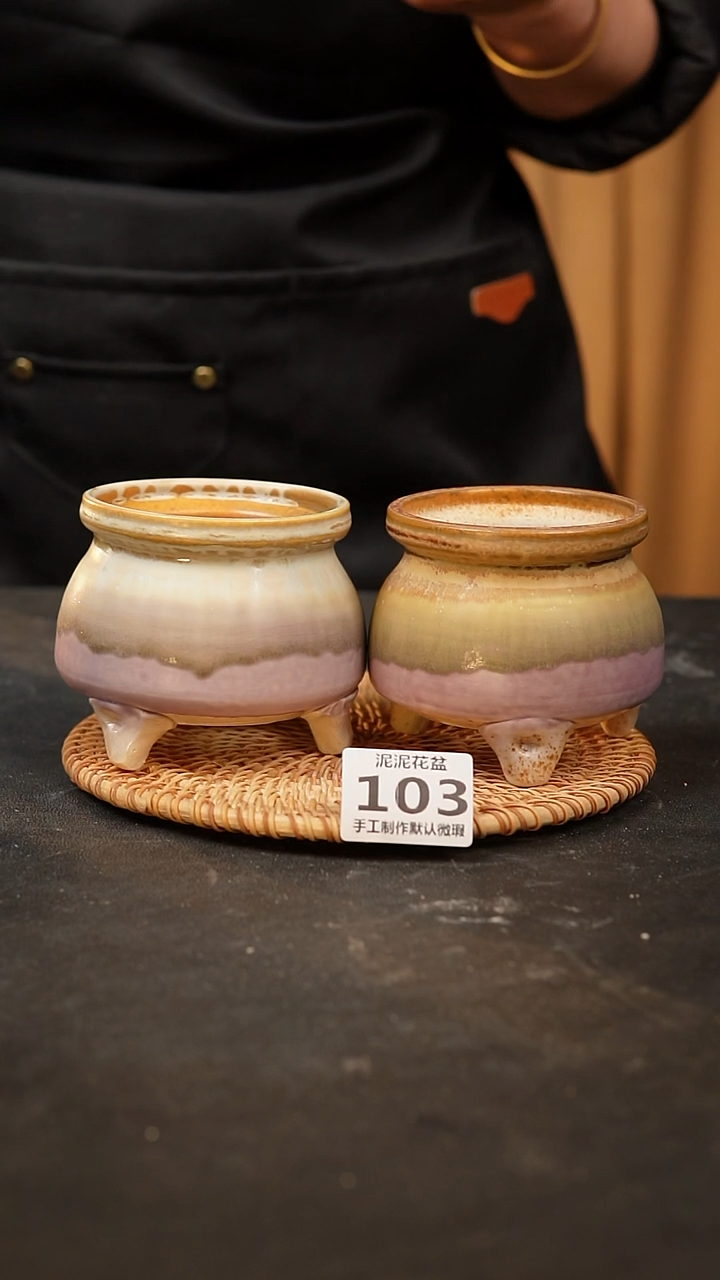 【闪购商品】瓷片103泥泥手工花盆口7高8