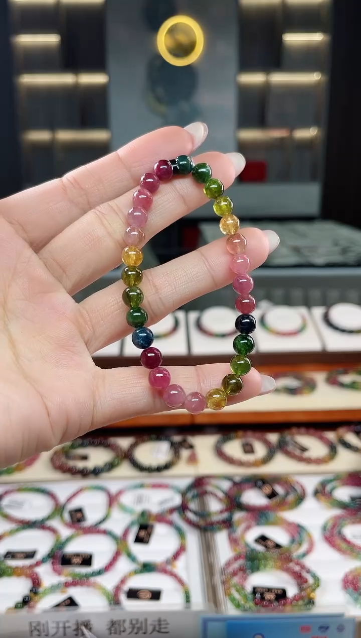 未镶嵌老矿碧玺单圈手串6mm+碧玺（多样性发一条）T